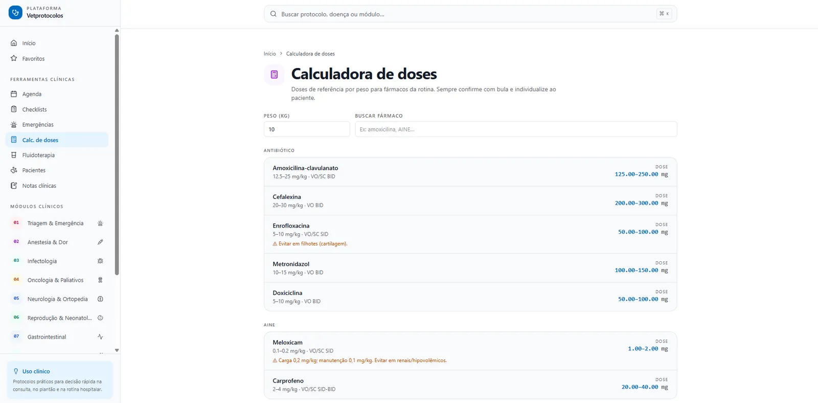 Calculadora de doses