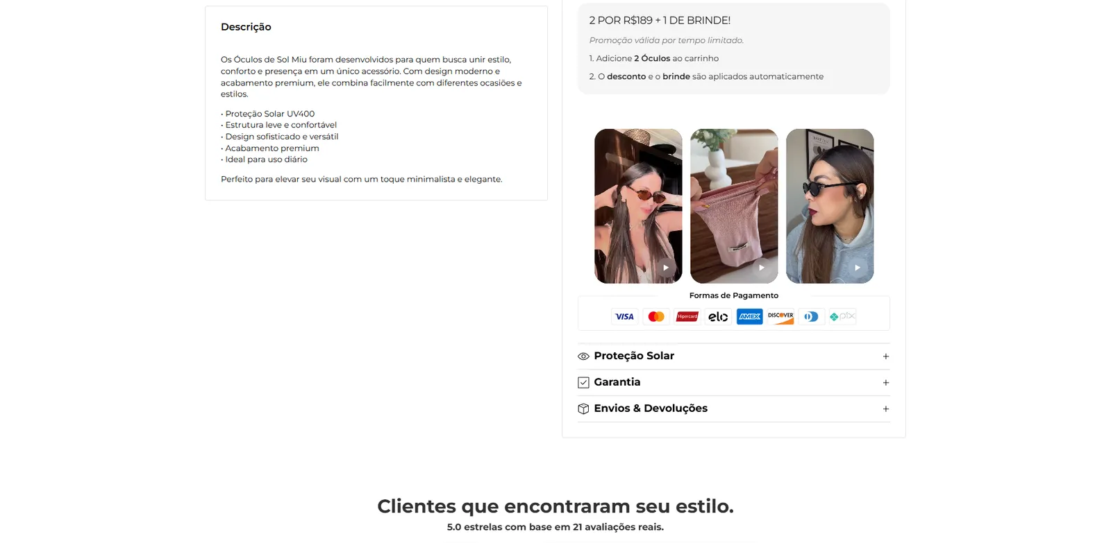 Descrição & Checkout